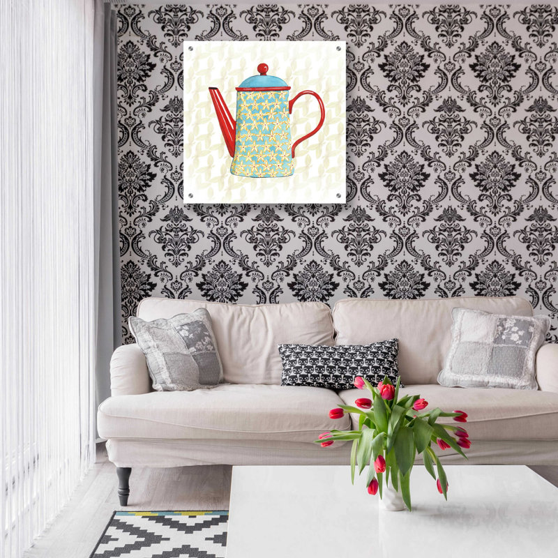 «Sweet Teapot VI» par Grace Popp, art mural en verre acrylique, H 24 po x l 24 po x P 0,2 po