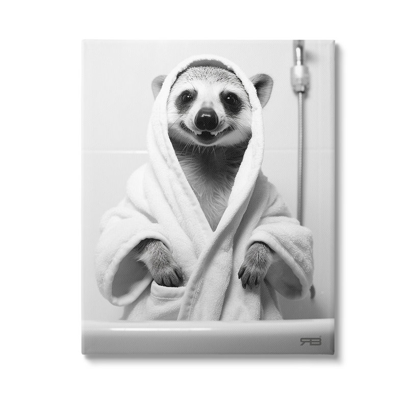 «Animal In Bathroom Peigned Canvas» par RB sur Canvas, H 48 po x l 36 po