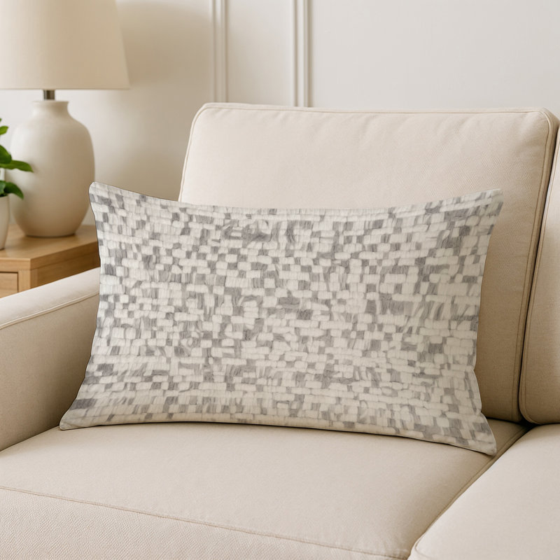 Coussin décoratif intérieur / extérieur bleu Modern Modern, Rectangle H 18 po x l 25 po, Gris abstrait 30