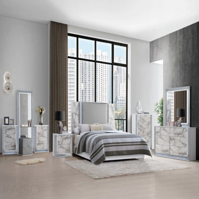 White Marble Dresser With Led