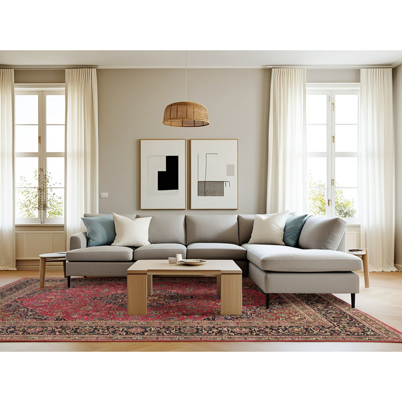 Tapis 100% traditionnel lavable à la machine 3688, Rectangle 8 pi x 10 pi