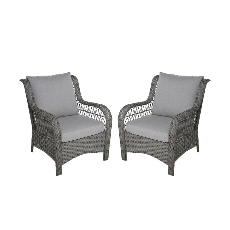 Chaise de patio en osier avec coussins Ashlyn