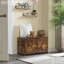Coffre de rangement, banc de rangement, organisateur de coffre à jouets rétro, banc de rangement pour hall d'entrée avec 2 charnières, assemblage facile, brun rustique