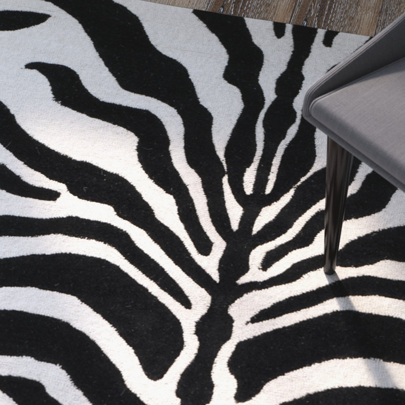 Schell Animal Print Wool Hand Tufted Area Rug, Runner 76 x 244 cm