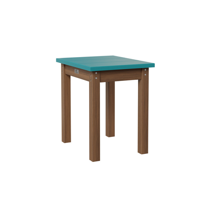 Outdoor Rectangle Side Table, Aruba Blue, Antique Mahogany