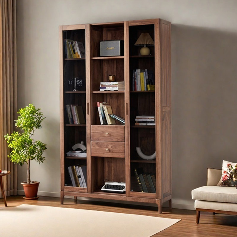 Light luxury walnut bookcase