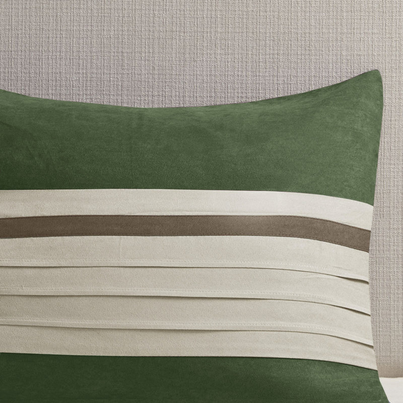Ensemble de literie luxueux 7 pièces en faux suède, vert, pour une maison confortable