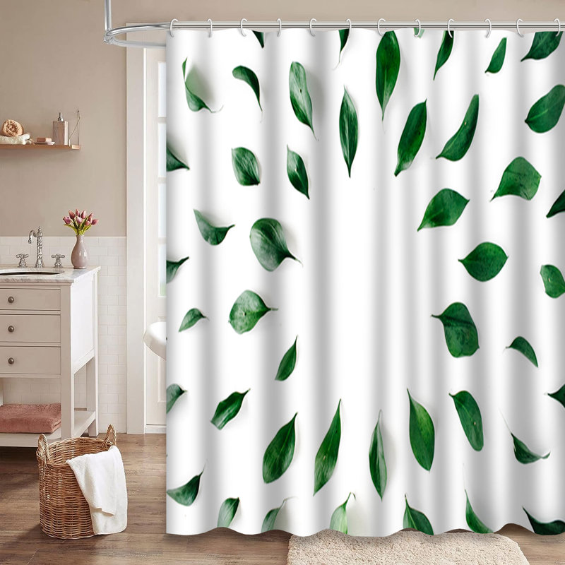 Rideau de douche à feuilles vertes Green, L 72 po x l 72 po