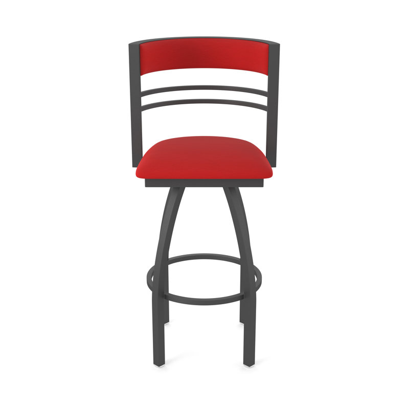 Hunter Swivel Stool, Tabouret de bar (siège d'une hauteur de 30 po), Étain, Vinyle - Rouge galop