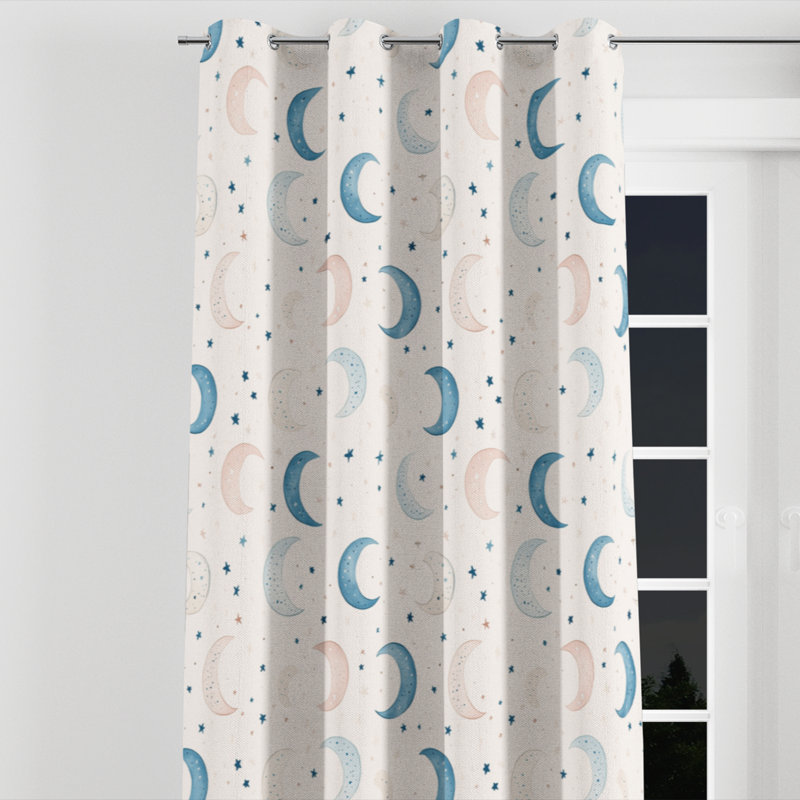 Rideaux obscurcissant Celestial For Kids - Rideau à oeillets Dreamy Moons - 1 panneau, L 52 po x L 108 po, Œillets argentés