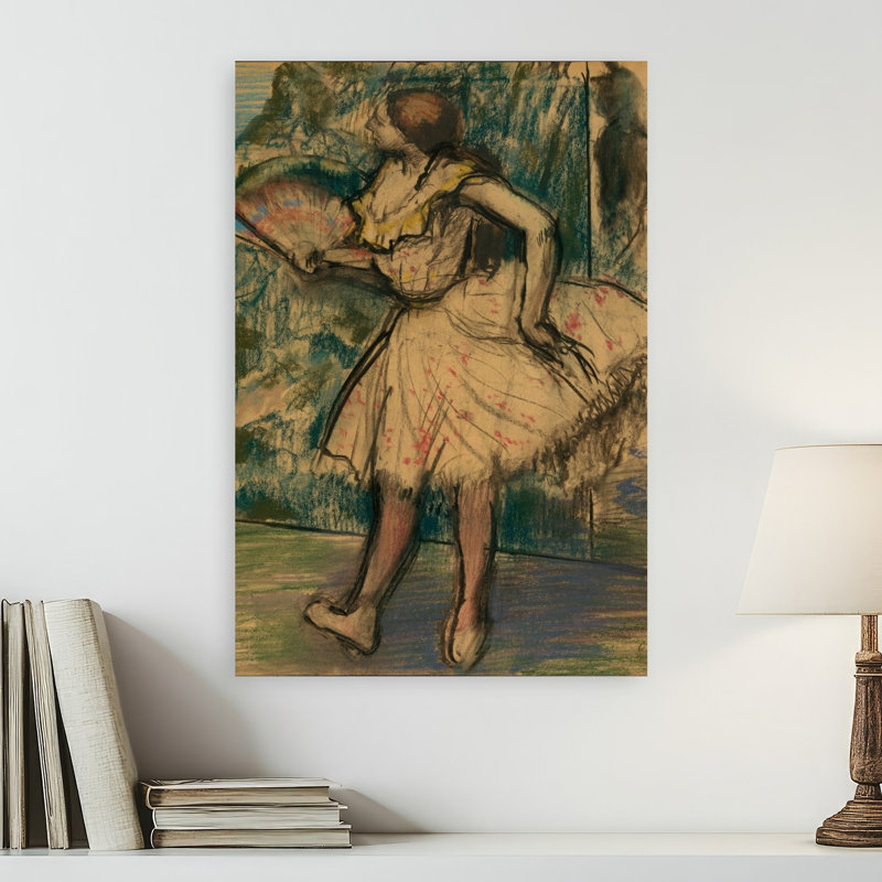 Dancer With A Fan, C.1890-95 Impressionist Abstract Contemporary Wall Art Print by Edgar Degas - Wrapped Canvas Print