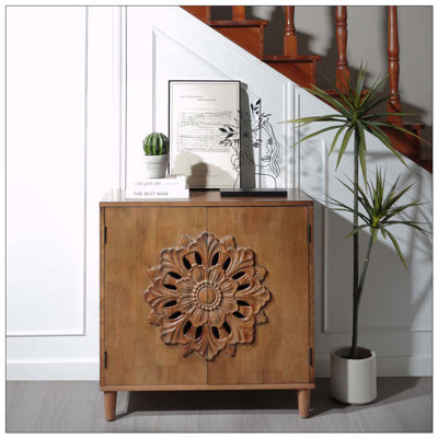 Carved Wooden 2-Door Cabinet