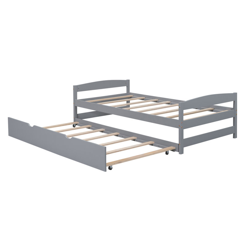 Platform Bed With  Trundle, Gray
