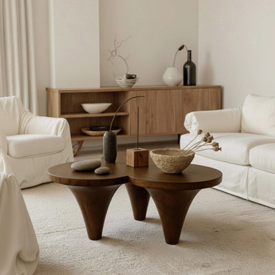 Table basse moderne en bois massif minimaliste