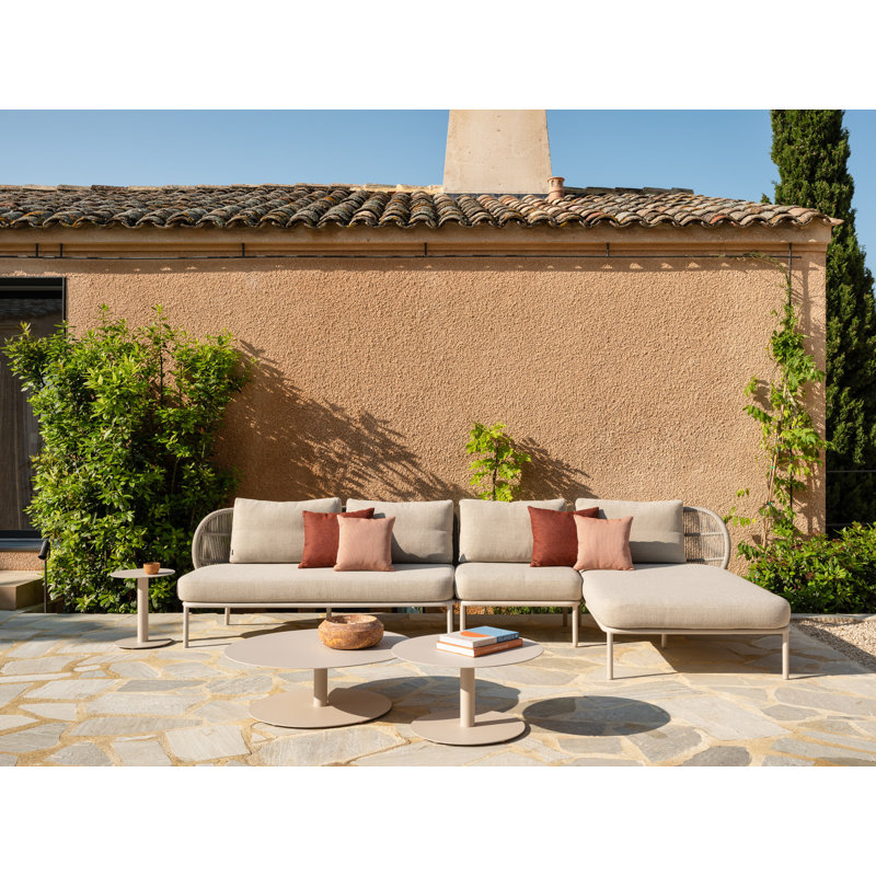 Kodo Outdoor Round Coffee Table, Dune White, 11'' H x 34'' W x 34'' D, Dune White