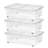 Wham 32L Plastic Storage Box with Wheels and Folding Lid Pack of 3 Clear/Cool Grey