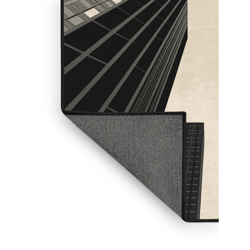Tapis doux et moelleux à motif géométrique moderne et contemporain de couleur grise - noir, 2 x 3
