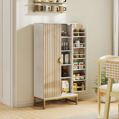 47" Kitchen Pantry Cabinet, Storage Cabinet with 12 Door Shelves
