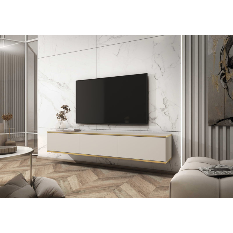 Barlo Unfinished Floating TV Stand for TVs up to 55", Beige