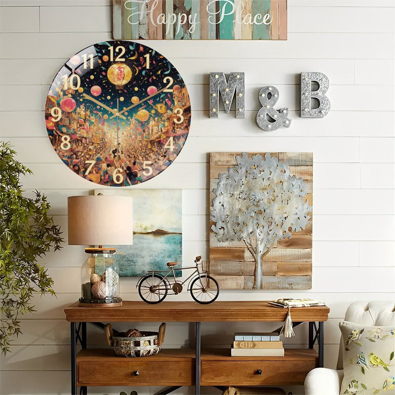 Horloge murale en verre 12 po