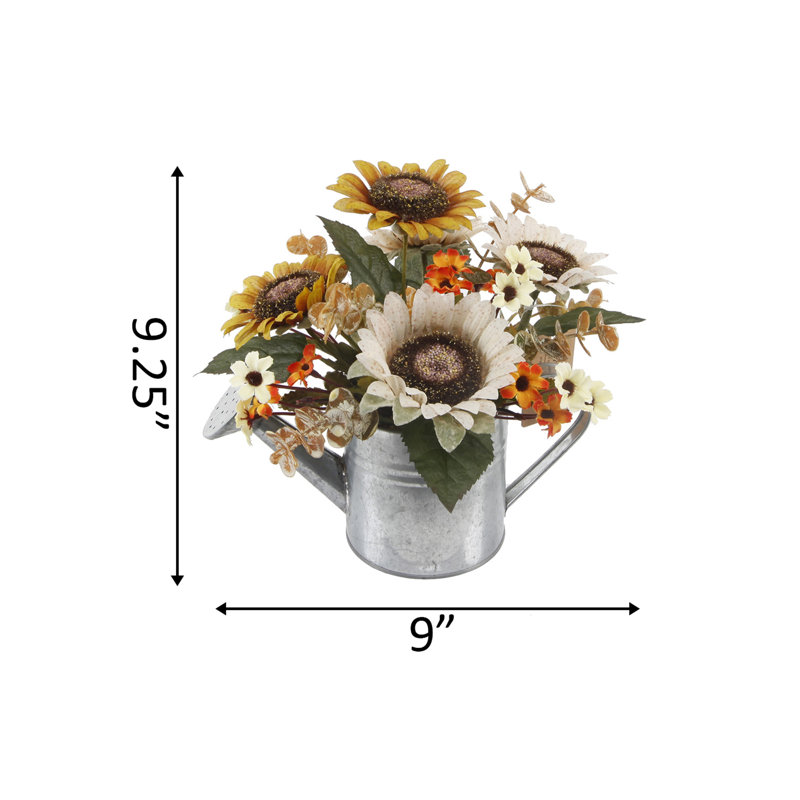 Fabric Sunflower Arrangement in Watering Can