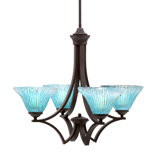 Lustre suspendu 4 lumières Zilo avec verre cristal sarcelle de 7 po Zilo