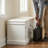 Living Room Shoe Bench With Hidden Storage - 2 Cabinets, Removable Cushion, Retro Aluminum Handles-1341147255