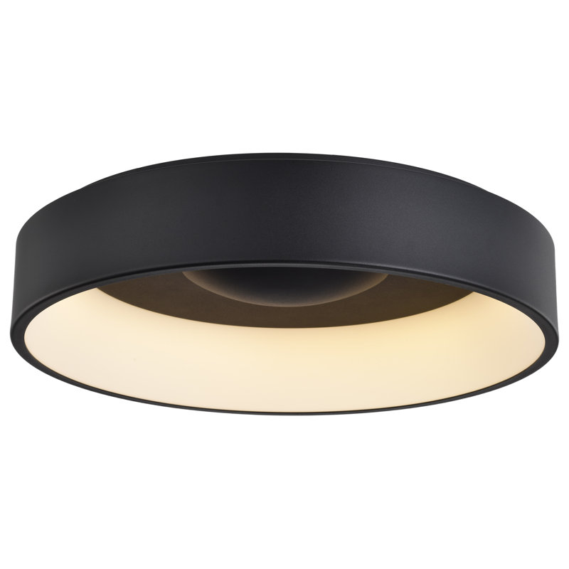 Plafonnier encastré 1 lumière DEL Lucien, Noir, H 6 po x l 23,5 po x P 23,5 po