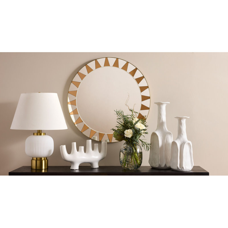 Sun Round Stainless Steel Beveled Mirror