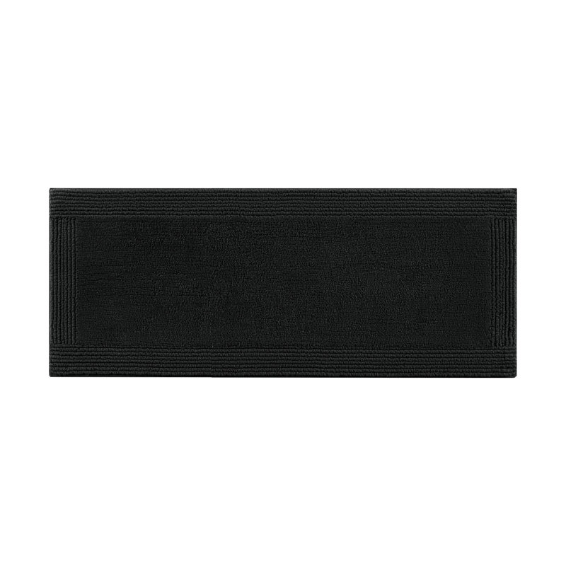 Tapis de bain réversible noir 100% coton 24 x 44 po 3000 g / m² - doux et lisse, lavable à la machine, riche et doux