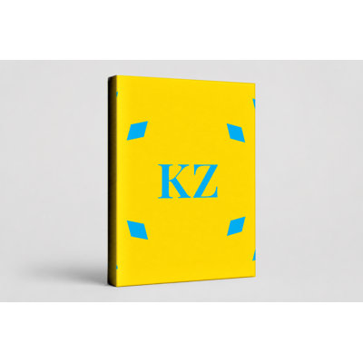 Kazakhstan World Flag Luxury Diamond Monogram — Blue Yellow — Canvas Wall Art