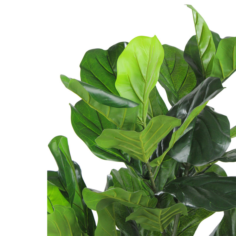 4' Green and Brown Potted Artificial Fiddle Leaf Fig Tree