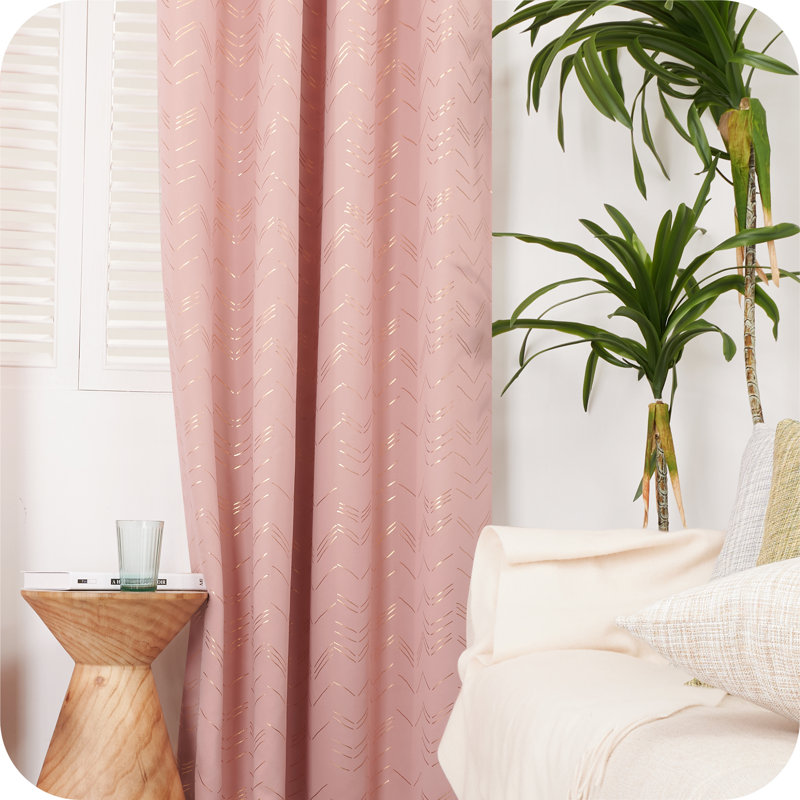 Abrahamsen Blackout Curtain Pair, Coral Pink, 46cm Width x 138cm Drop