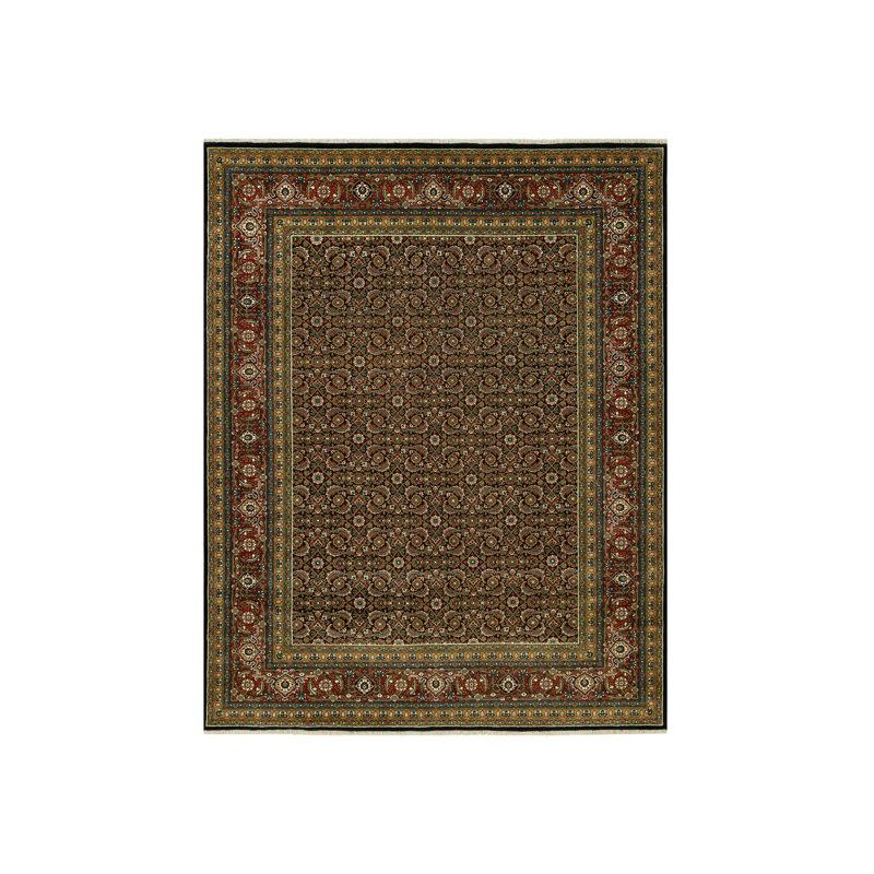 Tapis oriental en laine noué à la main à motif de poisson noir 7 pi 10 po x 10 pi B53BFE35B4AA49CE8C6225B6D82AE927