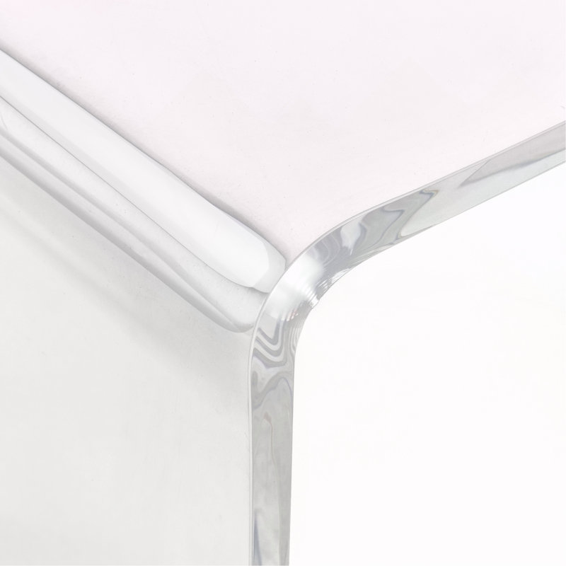 Table basse rectangulaire en acrylique de 32 po de longueur avec cascade de 15 mm d'épaisseur, transparent
