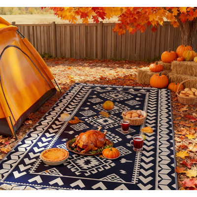 Tapis de patio, tapis de camping extérieur portatif, tapis réversible