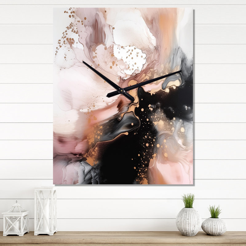 Horloge murale moderne Texture Splash Marble II, H 28 po x l 12 po