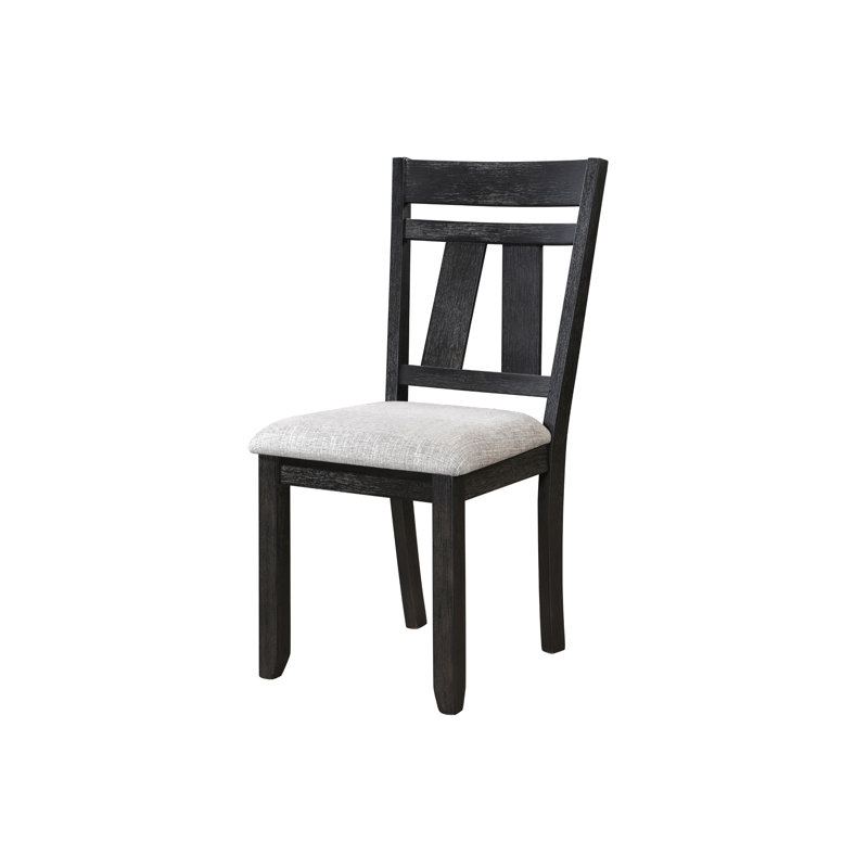 2pc Transitional Dining Side Chairs, Wheat Charcoal Upholstered Corners, Wooden With Square Legs Cottage Chairs 2pc, Post, Solid