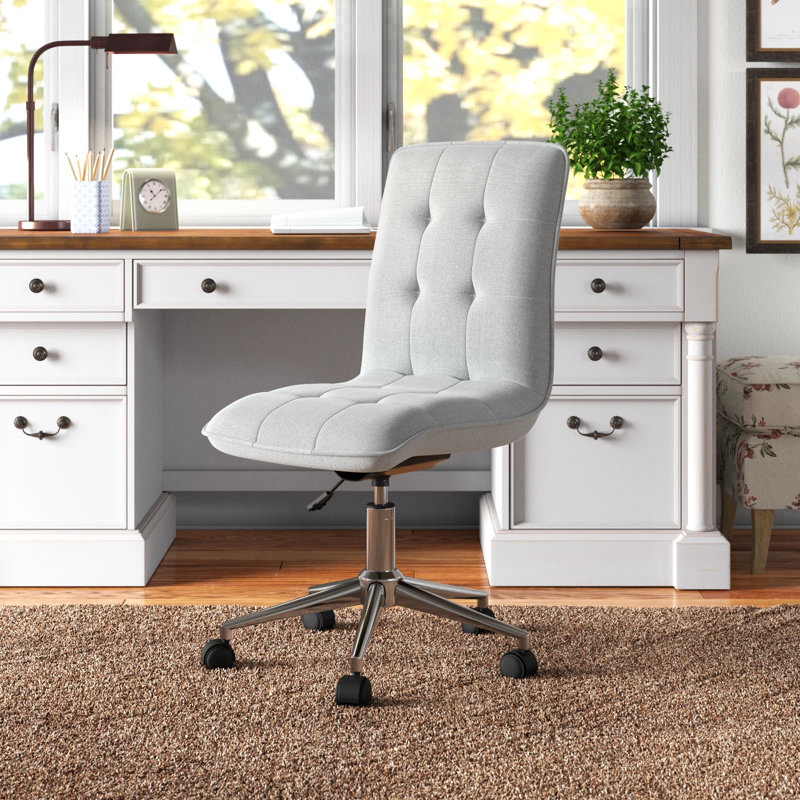 Chaise de bureau en tissu avec base en métal Geraghty, Gris clair, Mélange de polyester