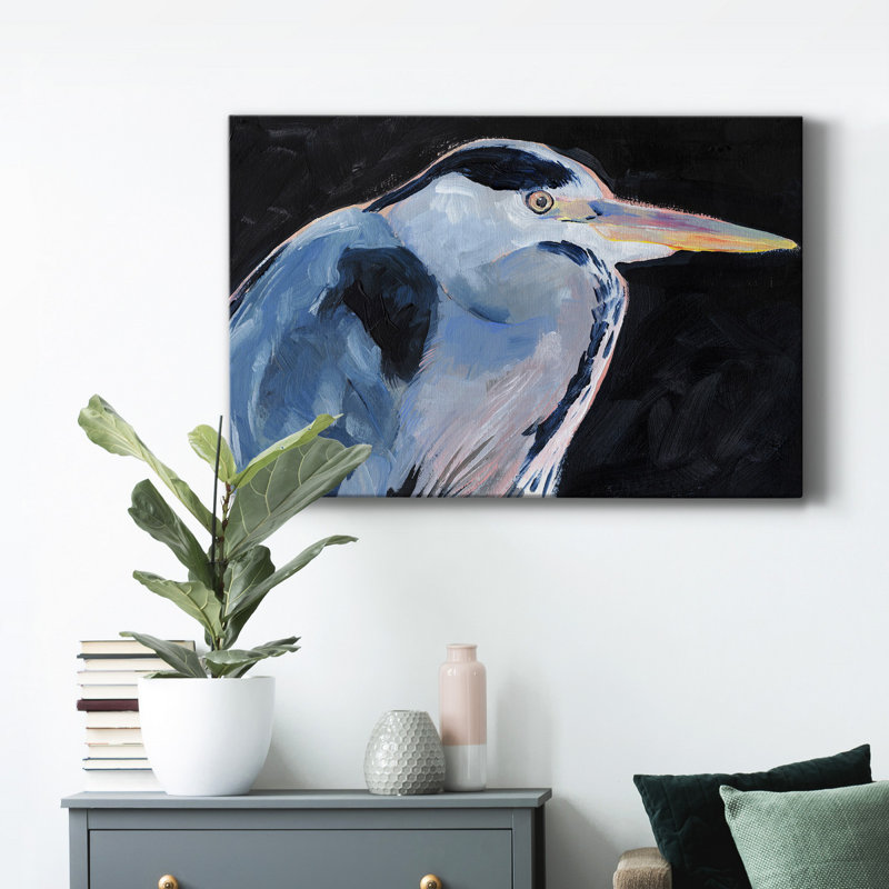 Grand héron I - impression sur toile tendue, H 36 po x l 24 po x P 1 po