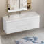 Meuble-lavabo flottant avec lavabo, meuble-lavabo mural moderne avec lavabo en résine et deux tiroirs à fermeture en douceur
