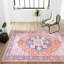 Ville Ornate Medallion Machine-Washable Terracotta/Navy Rug-1153579044