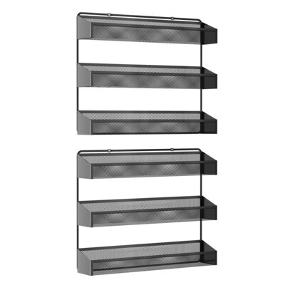 2 Pack Spice Rack Organizer, 3 Tier Counter-Top Stand Or Wall Mounted Storage Rack Hanging Shelf For Kitchen Cabinet, Cupboard, Pantry Door Or Bathroo -  Prep & Savour, 22EBDBD2927844A496E98007288D0C4B