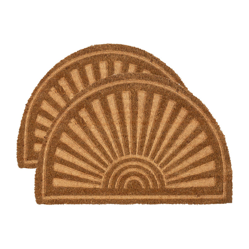 Nicola Spring - Coir Half Moon Door Mats - 60 x 40cm - Embossed