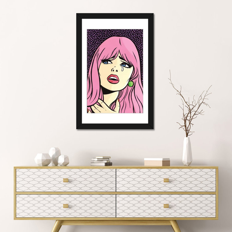 « rose cheveu en pleurs », impression sur toile, H 32 po x l 24 po x P 1 po, Papier d'art encadré noir, Blanc