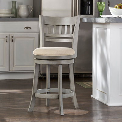 Amerah Swivel Upholstered Counter Stool with Solid Wood Frame