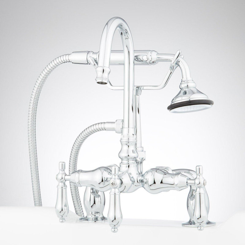 Allister Deck-Mount Tub Faucet and Hand Shower, Chrome