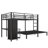 Queen Over Queen Size Bunk Bed Frame With Built-In Wardrobe, Metal Bunk Bed With Desk And Storage Chairs