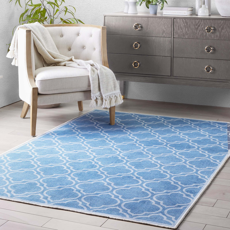 Tapis bleu Kehr Lattice, Rectangle 5 pi 3 po x 7 pi 3 po