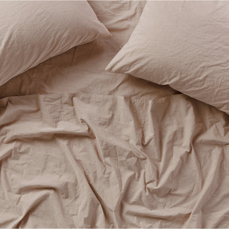 Organic Crinkled Percale™ 100% Cotton Sheet Set, King Sheet Set with 2 Pillowcases, Hazel Chambray